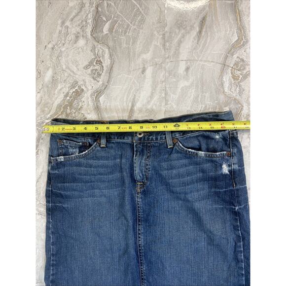 Lucky Brand Old Favorite Jean Skirt Size 12/31 Denim Frayed Hem - Picture 5 of 10
